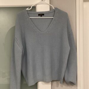 Quince Organic Cotton V-Neck Sweater - Soft Blue